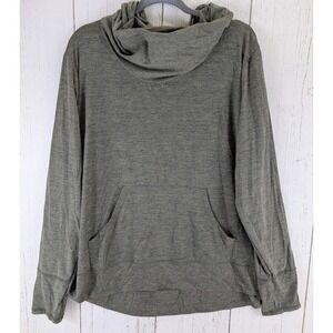 Bally Size 2X Green Cowl Neck Long Sleeve Front Pocket‎ Active Top